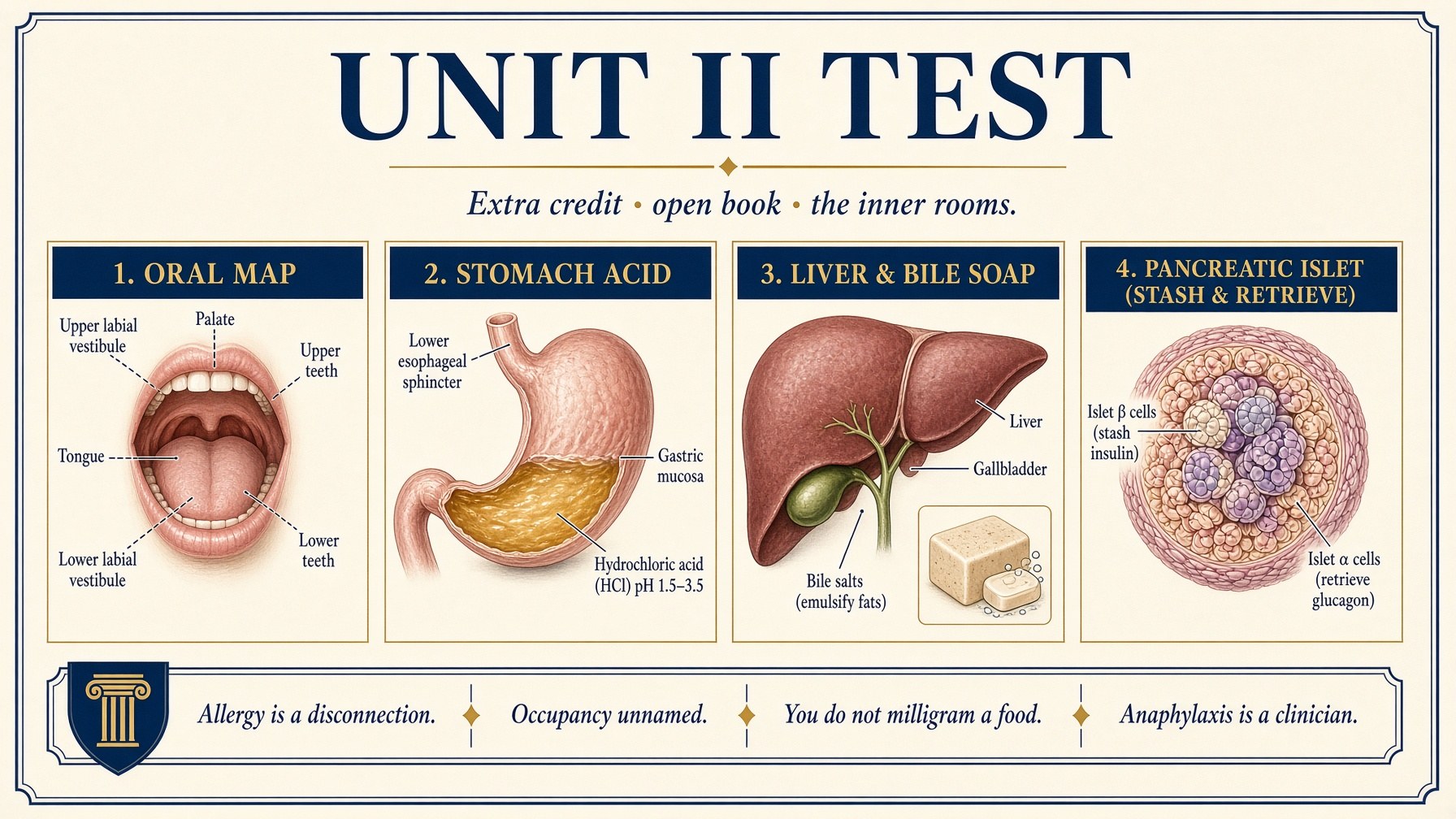 Banner: Unit II test — mouth to allergy