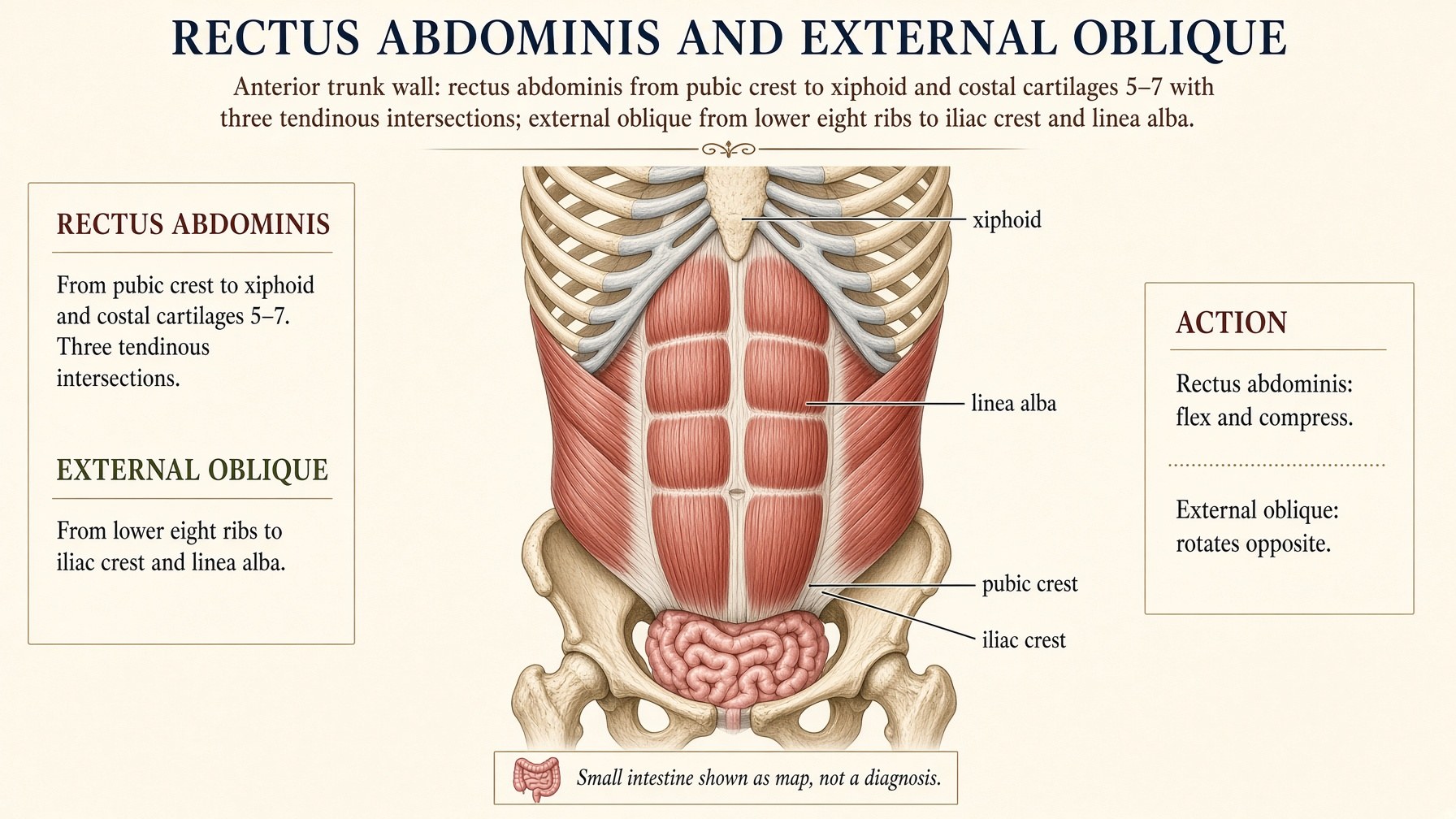 Rectus abdominis and external oblique — the belly wall