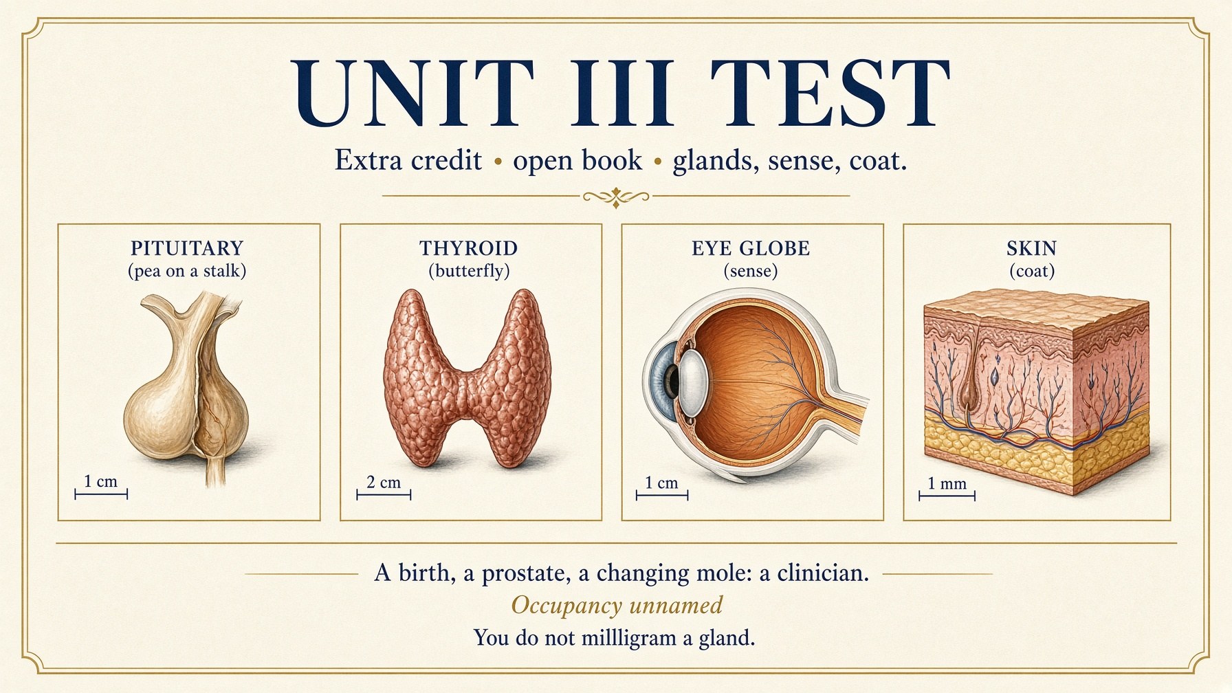 Banner: Unit III test — glands, sense, coat