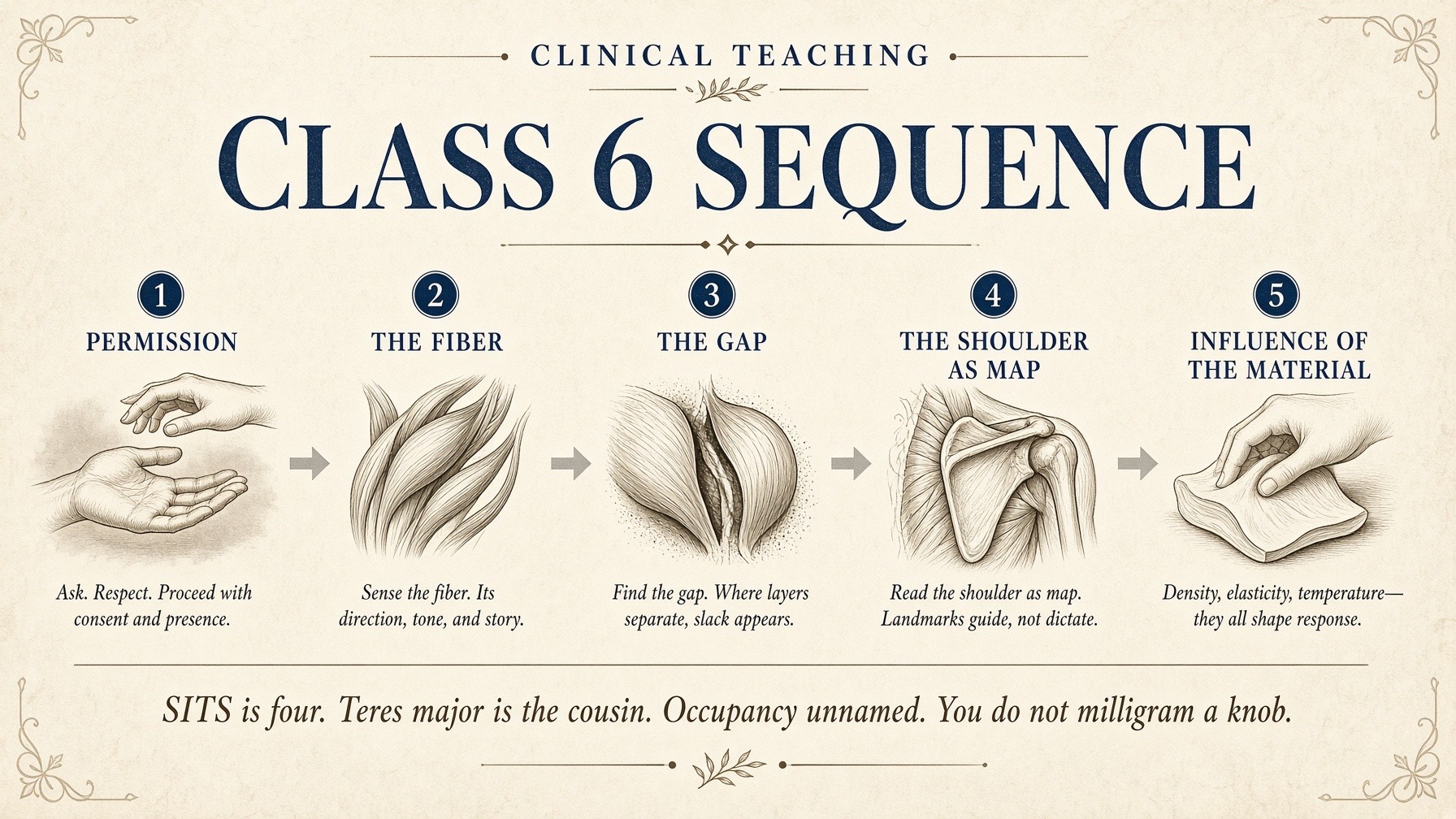 Banner: Class 6 sequence — the fiber, the gap, the shoulder as map