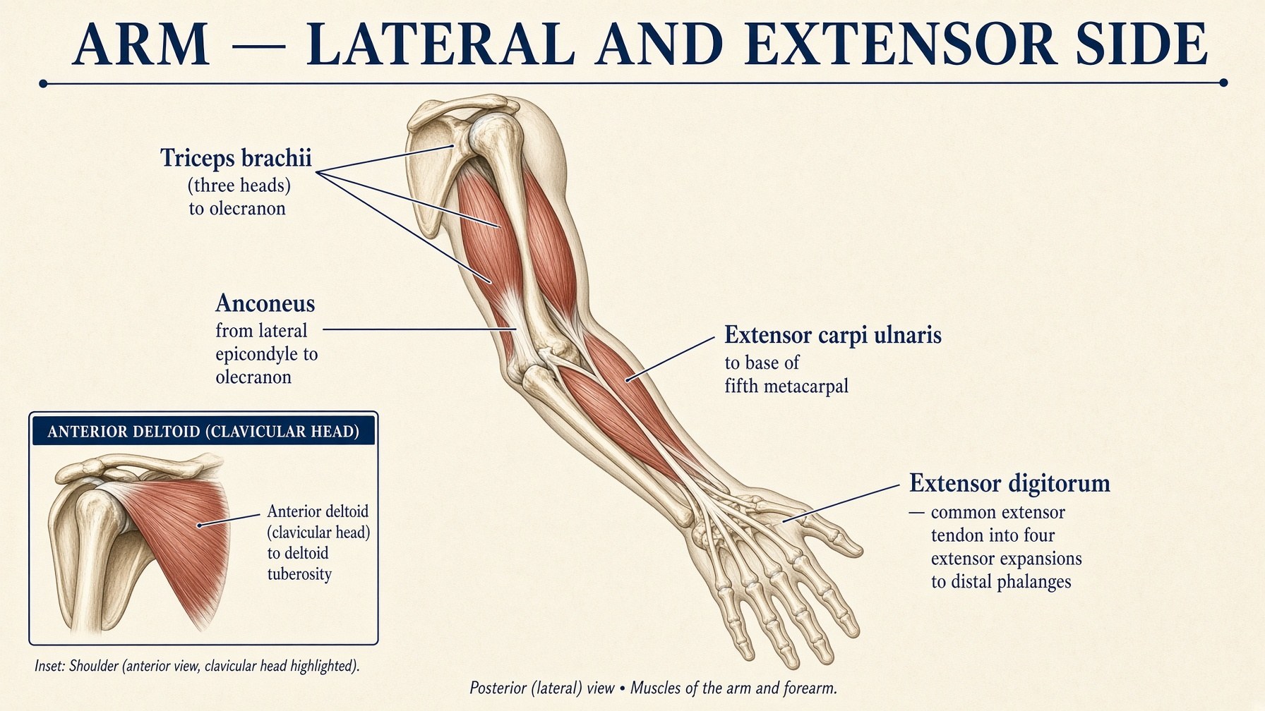 Arm — lateral and extensor side