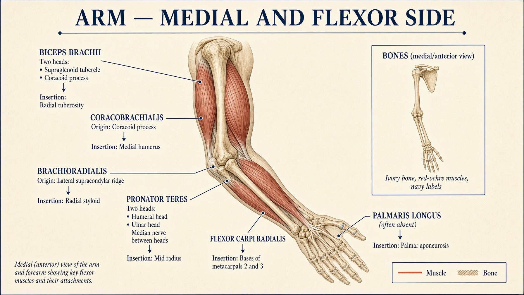 Banner: muscles of the arm — medial and flexor side