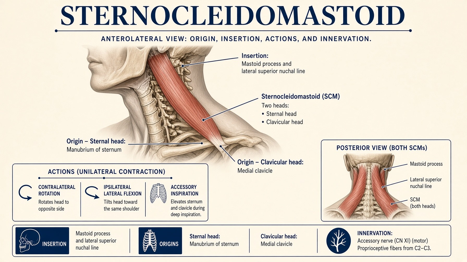 Sternocleidomastoid — two heads to the mastoid