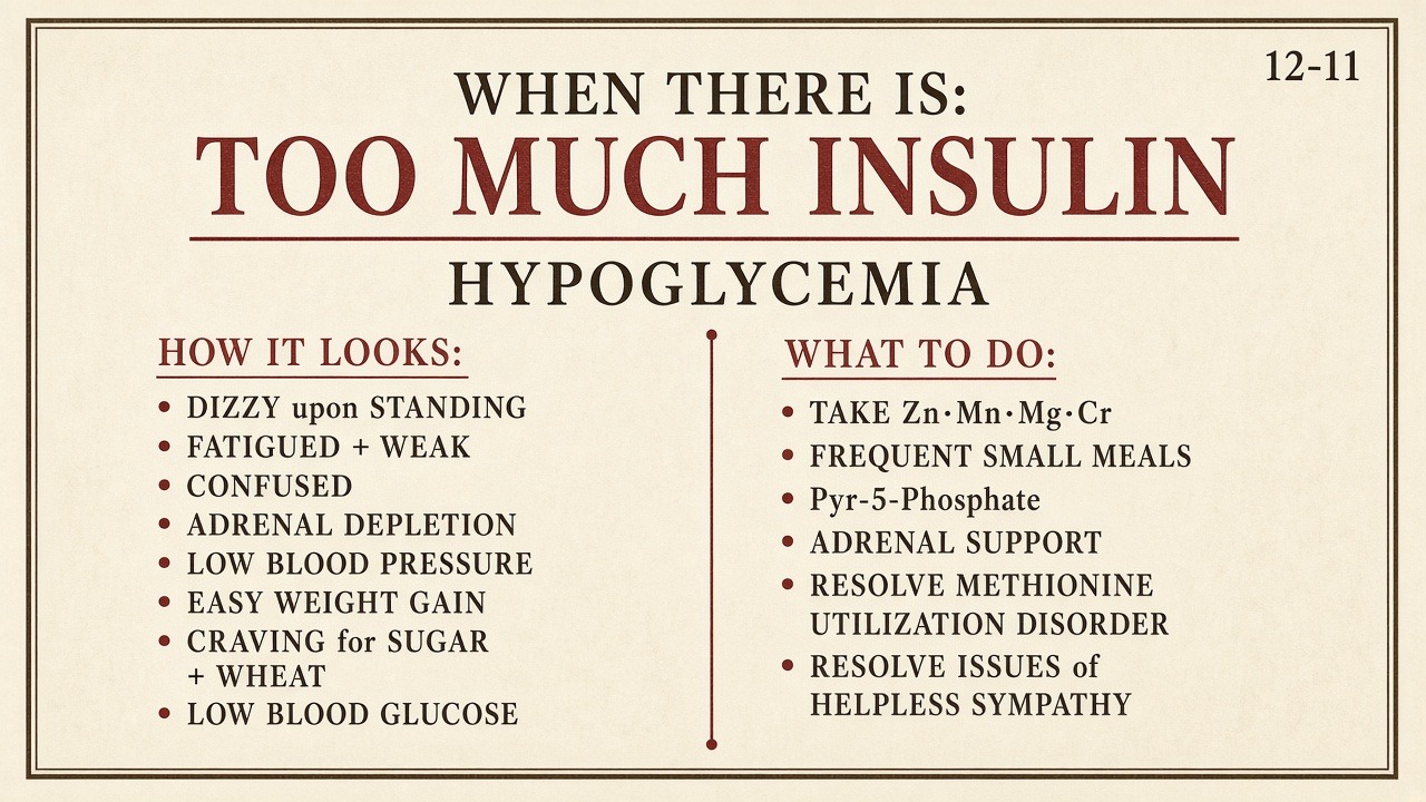 Chart 12-11: too much insulin — glucose stashed too hard