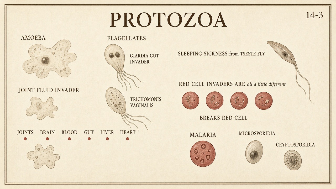 Chart 14-3: the small pictures — gut beside red-cell