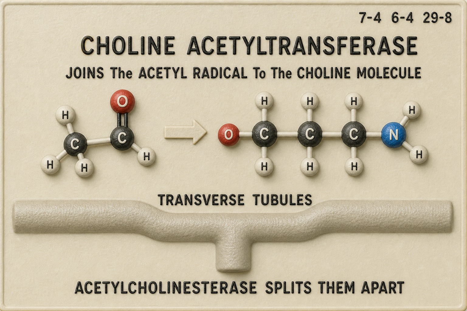 Chart 29-8: choline acetyltransferase joins, acetylcholinesterase takes apart