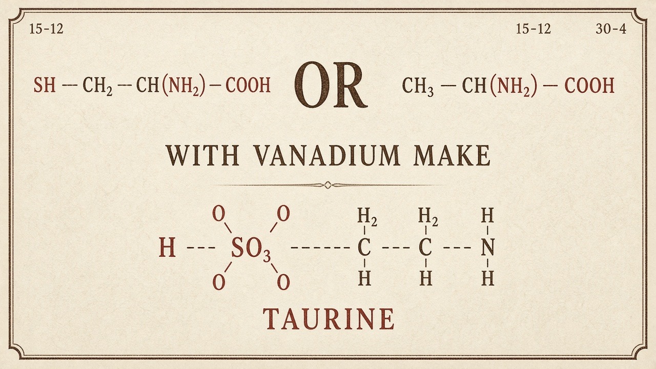 Chart 30-4: cysteine or alanine with vanadium make taurine
