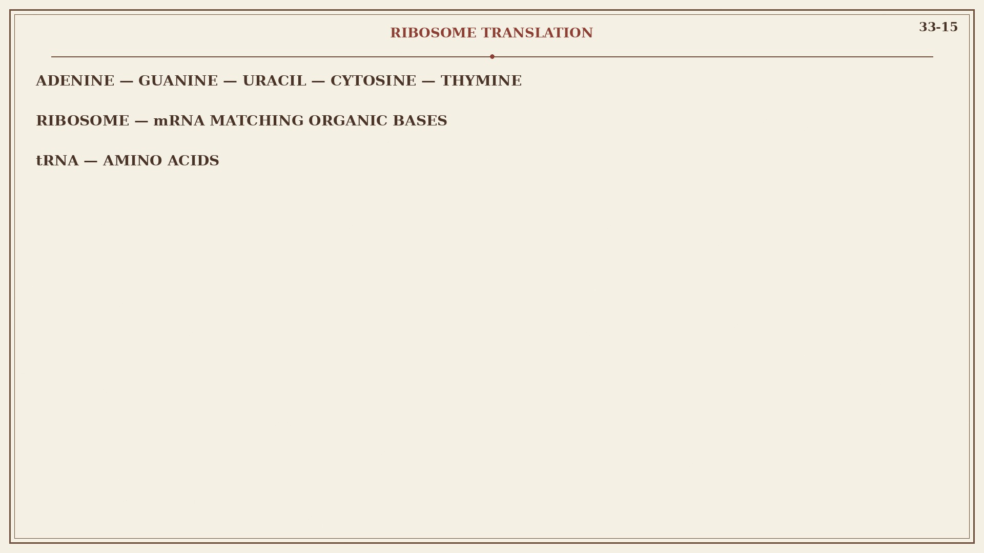 Chart 33-15: the ribosome