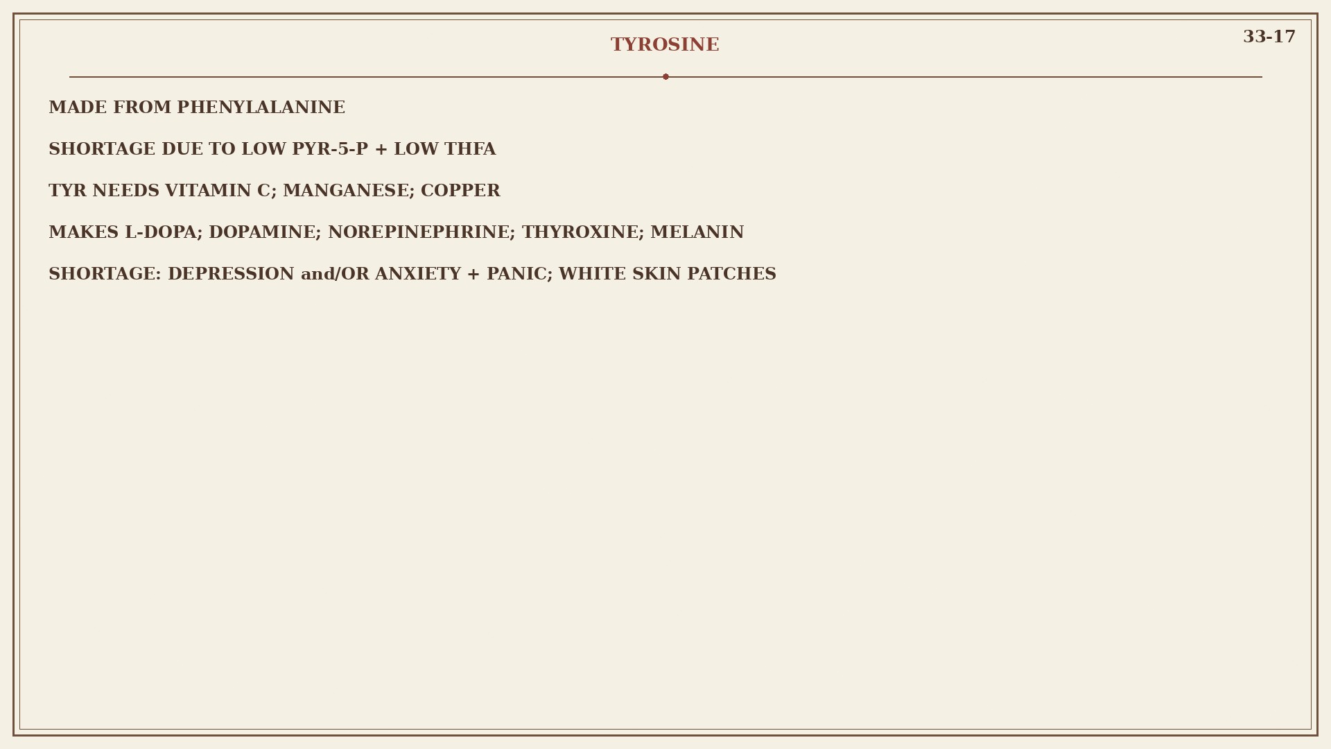Chart 33-17: tyrosine