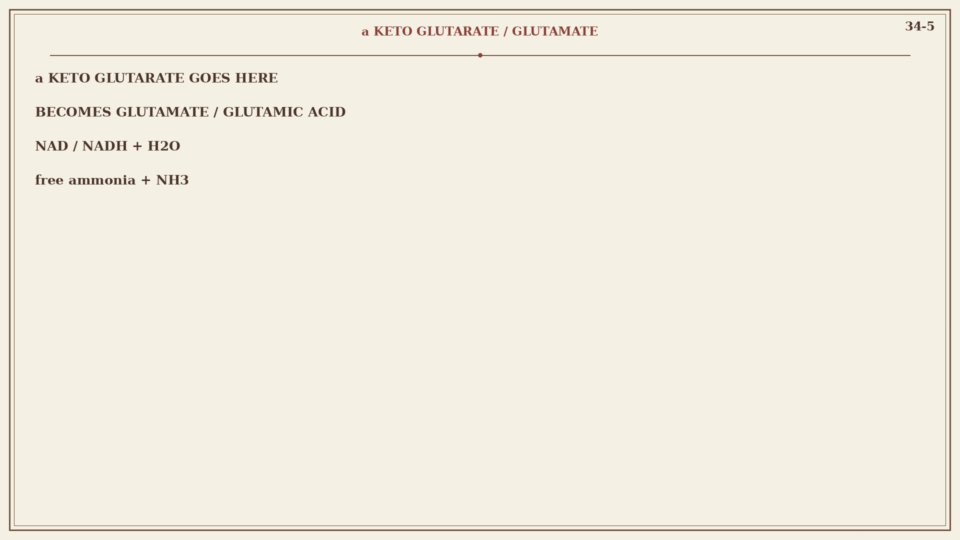 Chart 34-5: glutamate to alpha-ketoglutarate plus free ammonia