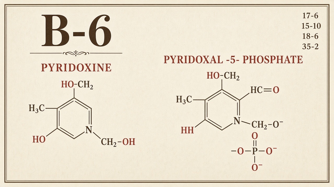 Chart 35-2: pyridoxine beside pyridoxal-5-phosphate