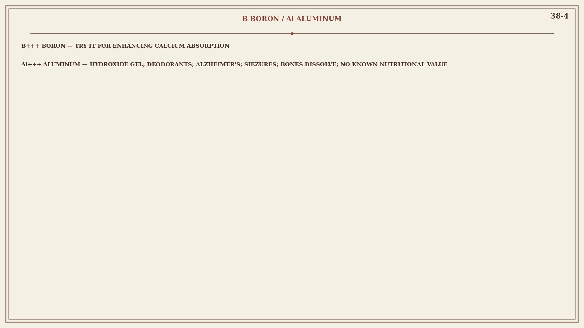 Chart 38-4: boron as a name on calcium; aluminum has no nutritional value