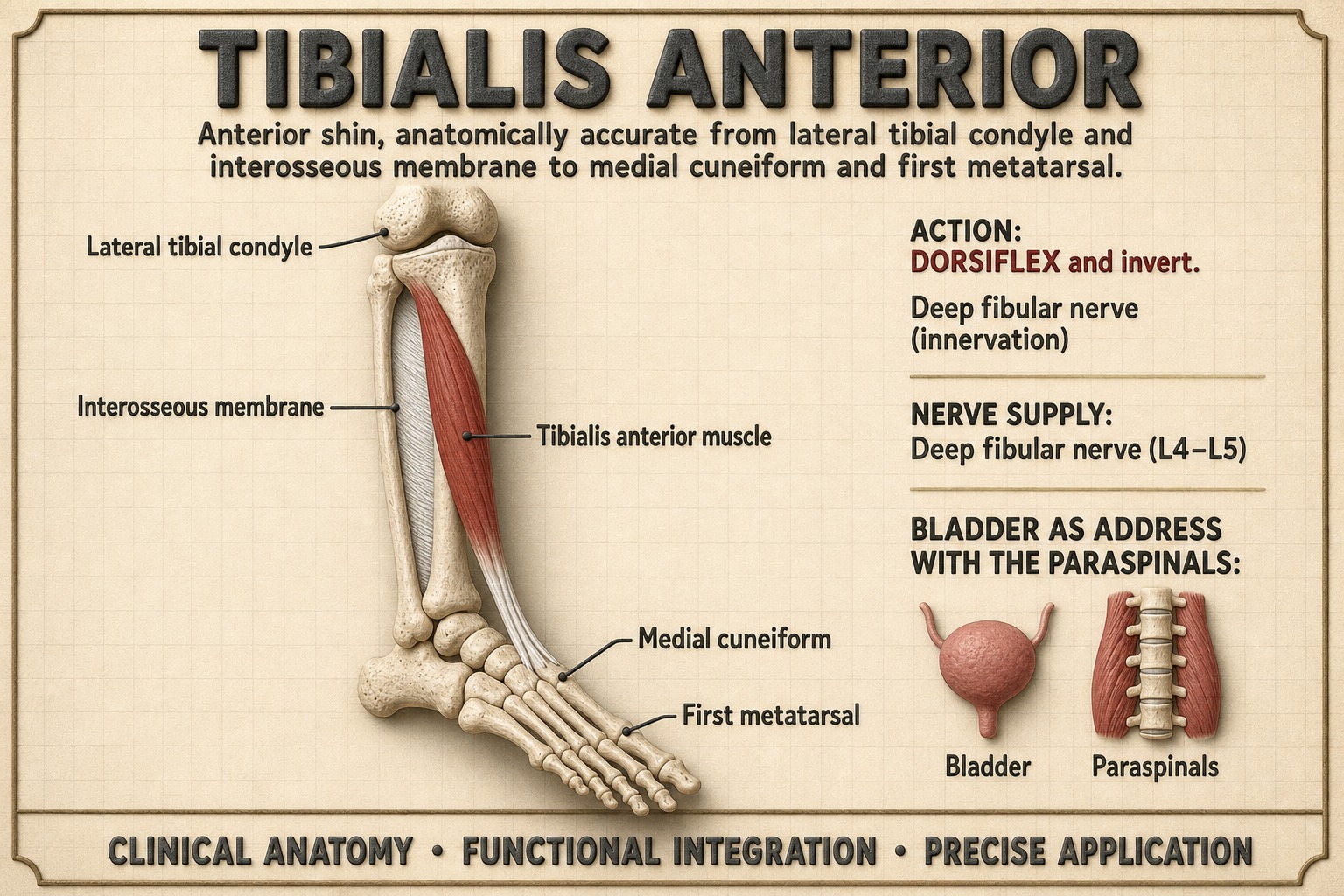 Banner: tibialis anterior — dorsiflex and invert