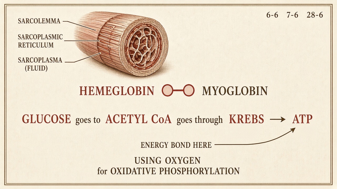 Chart 7-6: hemoglobin to myoglobin; Krebs to ATP